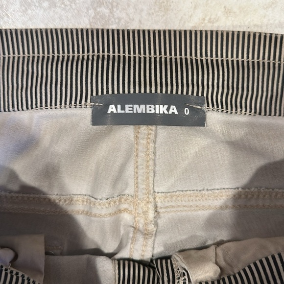 Alembika Black and White Railroad Stripe Pull On Crop Pants 0 - Picture 2 of 6